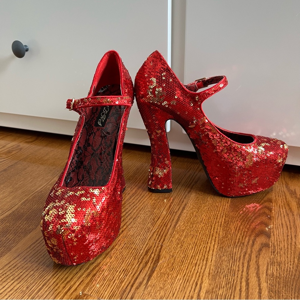 Wild DNA Red Sequin Heels